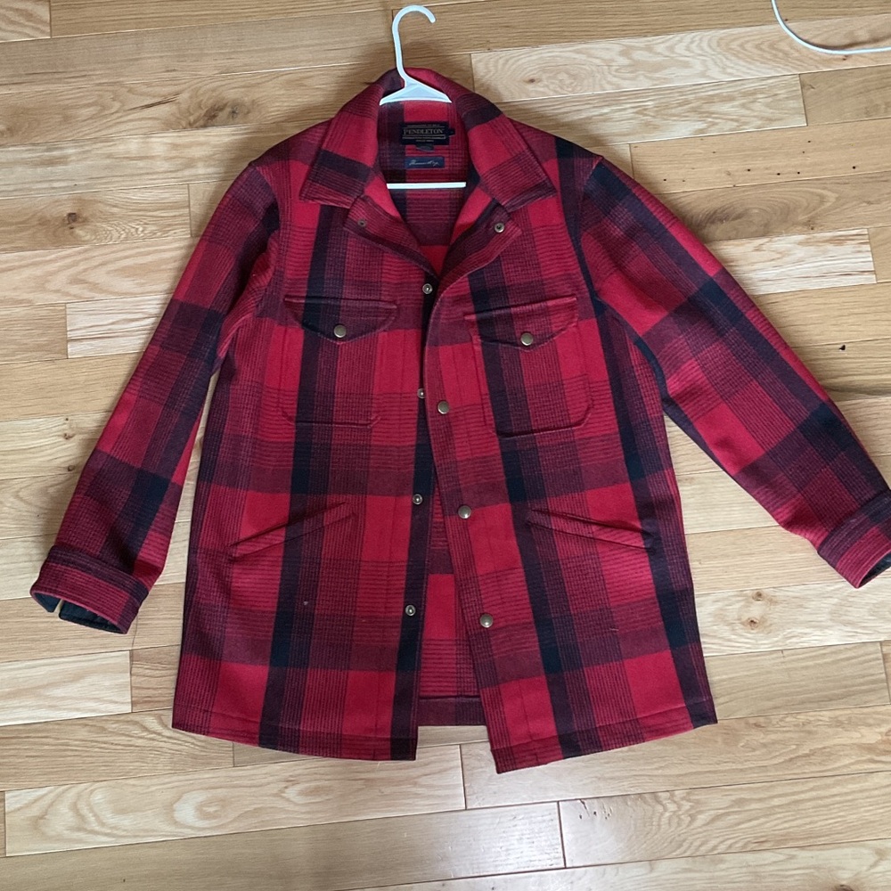 Pendleton Red and Black Plaid Wool Field Jacket